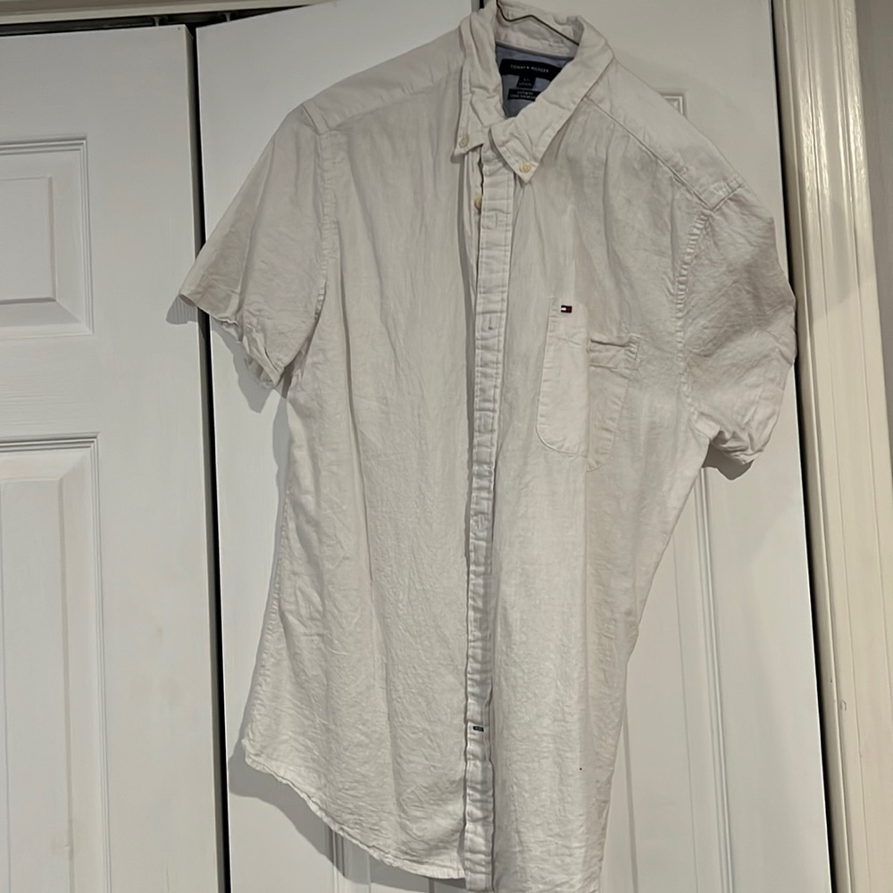 Tommy Hilfiger White short sleeve button down shirt